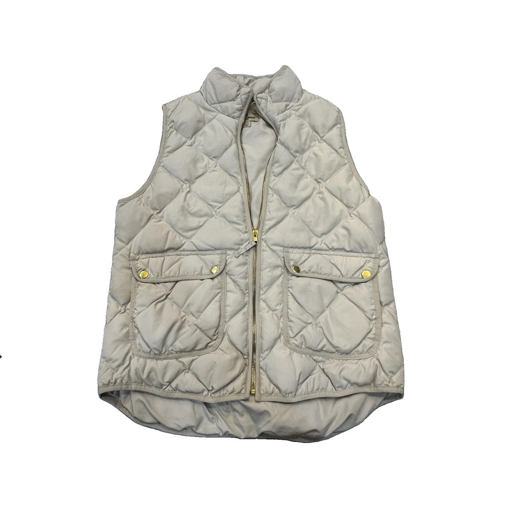 Woolrich Vest Puffer Quilted Full Zip Cream Beige Duck Down Feather Women's Sz M